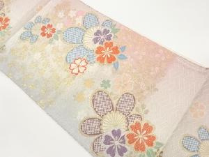 桜尽くしに花・古典柄模様織出し袋帯